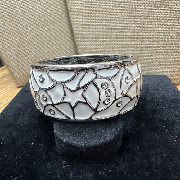 Sequin Nordstrom Multicolor Silver Tone Statement Enamel Bangle Bracelet #573 - Picture 2 of 3